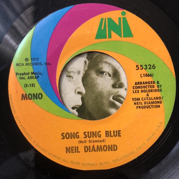 Neil Diamond Gitchy Goomy/Song Sung Blue Vinyl 45 Record '72 - Picture 3 of 4